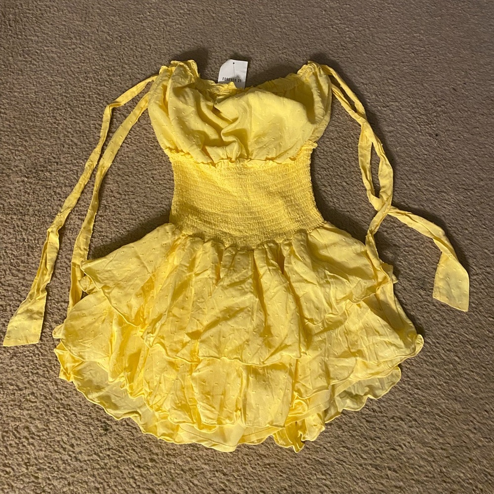 Yellow Ruffle Dress with In-Built Shorts